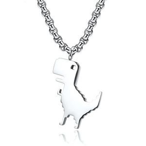 Collier unisexe avec pendentif dinosaure en acier inoxydable, design animal minimaliste, bijoux à chaîne pour hommes et femmes - Product Image 5