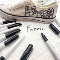 Ensemble de stylos marqueurs permanents pour tissu à pointe fine non toxiques avec logo personnalisé, vente en gros, marqueurs textiles lavables pour bricolage