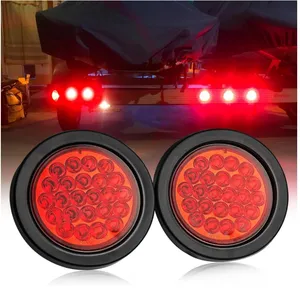 Fanale posteriore per rimorchio a LED rotondo da 4 pollici con montaggio con Grommet IP65 per rimorchio Stop luci posteriori per freno 12V/24V per autocarri per autobus a rimorchio