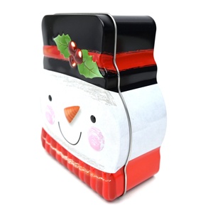 Factory Custom Eco-Friendly Recyclable Snowman Head Shaped Tinplate Box Custom Logo Holly Berry Cookie <b>Chocolate</b> Gift <b>Tin</b> for - Product Image 6