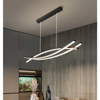 Lustre minimaliste pour restaurant, table à manger, design noir, LED de luxe, luminaire suspendu à intensité variable avec télécommande