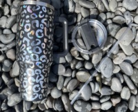 Vaso Térmico de 40oz/30oz con Diseño de Leopardo, Asa y Gran Capacidad, Recubierto en Polvo, para Cerveza Fría