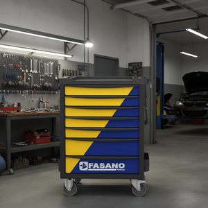 Fasano <b>Tools</b> 7 Drawer <b>Tool</b> <b>Cart</b> Yellow Blue Rolling Storage Organizer <b>for</b> Auto Repair - Product Image 3
