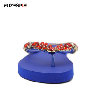 Shiny Rhinestones Fancy Ladies slippers Soft Navy slippers <strong>Diamante</strong> Gemstone Women Flip-flops slippers - Product Image 4