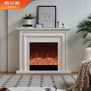 इनडोर सजावटी रिमोट इन्फ्रारेड एलईडी फ्लेम इलेक्ट्रिक फायरप्लेस कोर व्हाइट फॉक्स वुडन सराउंड फायरप्लेस टीवी स्टैंड मेंटल - Product Image 5