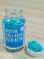 Exportation transfrontalière de nouveaux produits : Gummies de soin pour cheveux, ongles et peau à la biotine, au collagène et à la kératine, 60 DOUCHEURS