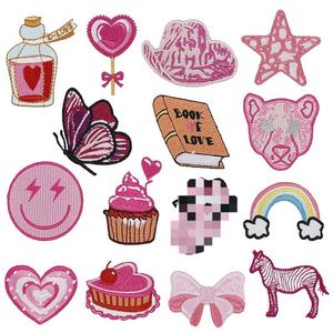 New Embroidered Iron on pink Sunglass Hat Star Cake <b>rainbow</b> Horss Patch for Clothing Hat Bag Decoration - Product Image 2