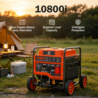 Générateur Inverter Portable à Essence à Cadre Ouvert 7,8 kW Double Tension Monophasé/Triphasé Réservoir de Carburant 25L Source d'Alimentation d'Urgence