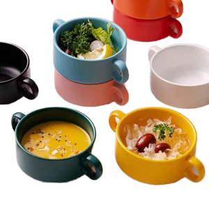 Cuenco Binaural de cerámica japonés creativo para postres, tazas, huevos al vapor, sopas pequeñas para niños - Product Image 1