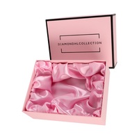 Caja de Cartón Rígido Rosa con Logotipo Personalizado en Relieve, Laminación Brillante con Cinta, para Empaque de Regalos de Calzado y Ropa de Lujo Moderno