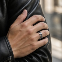 Bague plaquée or rose 18 carats à double rainure, motif goutte d'huile, style atmosphérique, hip-hop, fête, bijoux de luxe, vente en gros