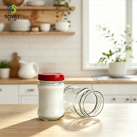 Pot en verre de 230 ml à col fileté et taille incurvée unique, avec couvercle, pour le stockage de beurre de noix et de confitures de fruits, de qualité alimentaire