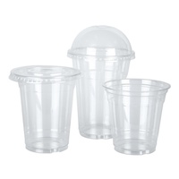 Gobelet jetable en plastique PET imprimé flexographique haute transparence pour jus et boissons froides avec couvercle anti-fuite