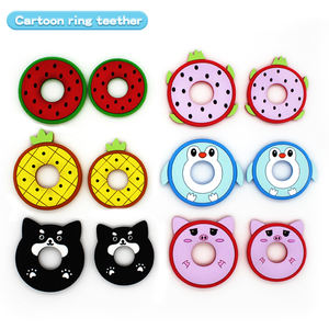 Mordedor de anillo de bebé de silicona suave sin BPA de fábrica al por mayor, diseño de animales bonitos, juguete suave de grado alimenticio, mordedores para bebé - Product Image 4