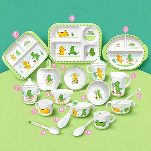 Juego de Platos de Dibujos Animados para Niños, Hecho de Material de <span class=keywords><strong>Melamina</strong></span> de Grado Alimenticio, <span class=keywords><strong>Resistente</strong></span> a Caídas y Duradero - Product Image 1