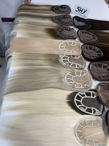 Cabello humano recto europeo Remy de 16 pulgadas con base de seda completa y flequillo para mujer en stock - Product Image 3
