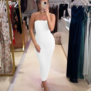 TOB热卖无肩带无袖休闲连衣裙性感连衣裙紧身性感马克西连衣裙 - Product Image 2