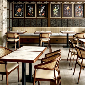 Muebles Comerciales para Restaurantes de Cocina Occidental y Japonesa, Sofás, Mesas y Sillas de Madera Sólida de Estilo Moderno - Product Image 3
