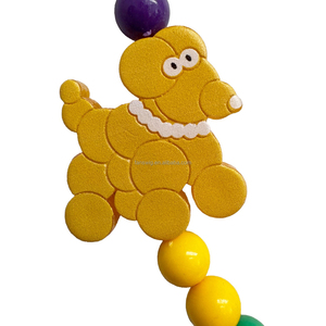Collier de perles Mardi Gras personnalisé de 40 pouces, 23 mm, violet, vert et or, fait main pour chiens, idéal pour les lances de perles des défilés du Mardi Gras - Product Image 4