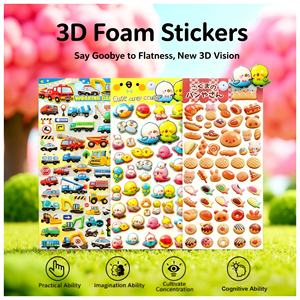 Adesivi <span class=keywords><strong>Murali</strong></span> 3D in PVC Espanso a Forma di Animali Cartoni Animati 22x9.5cm Decorativi Impermeabili Fustellati Laminati Lucidi Regalo Promozionale - Product Image 3