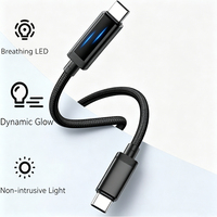 Cable de Carga Rápida Tipo-C a Tipo-C con LED de Doble Iluminación, 100W 5A PD3.0, 1m/2m, Trenzado de Nailon, USB-C para iOS y Cámaras, OEM