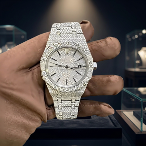 Montre mécanique en acier inoxydable Mossinate avec moissanite pour homme, boîtier résistant à l'eau 10 bars, bracelet en verre, fermoir style hip-hop - Product Image 3