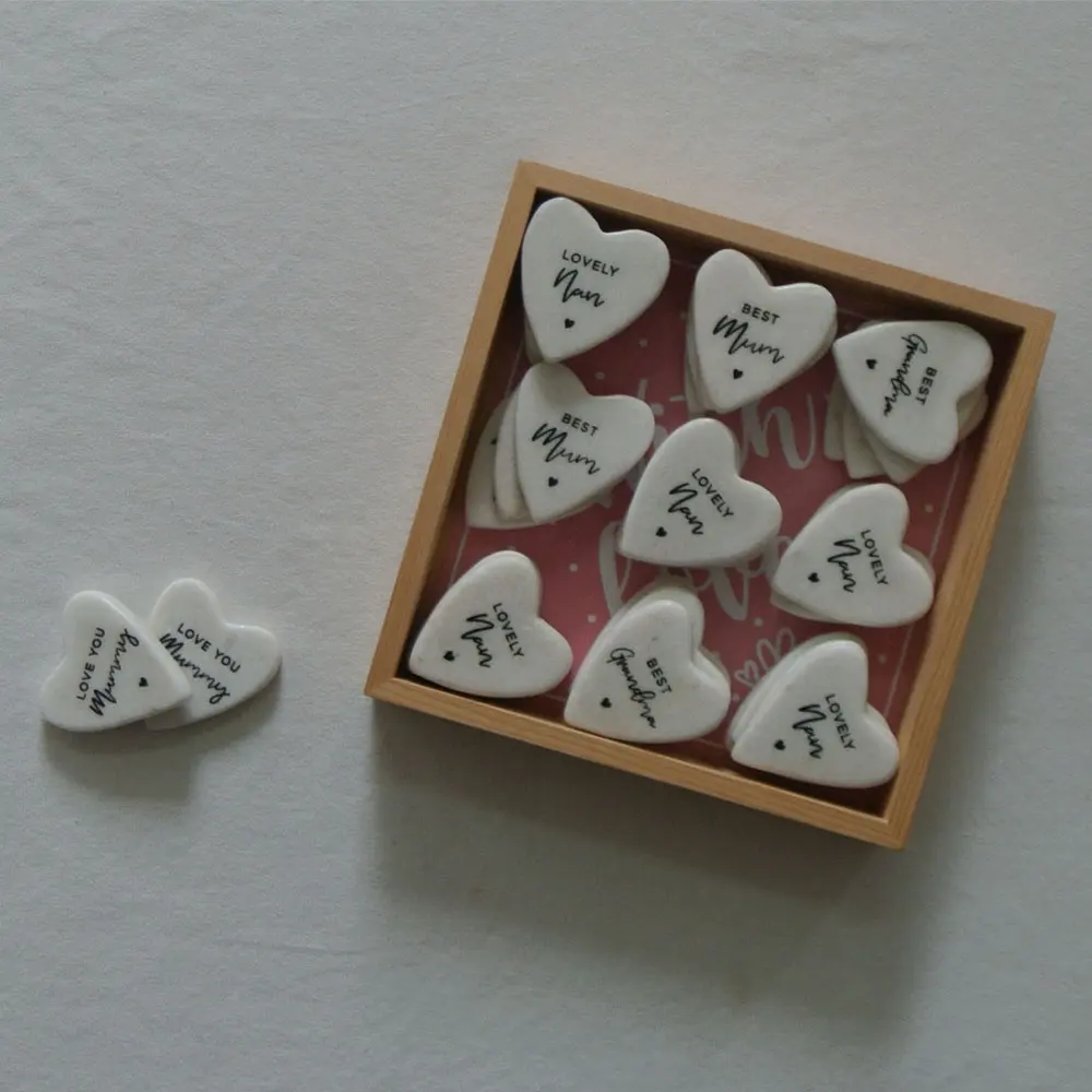 marble heart white heart stone with printing love heart token