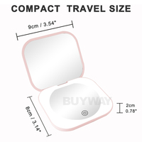 Espejo de Maquillaje Cosmético Personalizado, Ligero, Portátil, Plegable, de Doble Cara, Recargable por USB, para Viaje