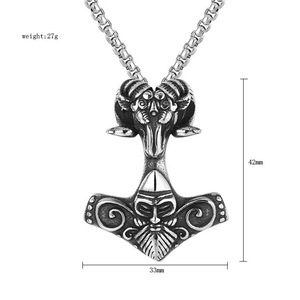 Nouveau Collier Unisexe en Acier Inoxydable Style Hip-Hop Rétro Européen et Américain, Chaîne Bambou, Pendentifs en Alliage, Pendentif Totem Corne, Meilleure Vente - Product Image 2