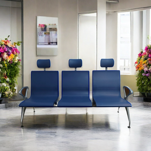 مقعد انتظار حديث بثلاثة مقاعد من الجلد الصناعي بتصميم خماسي الأضلاع للمكاتب والمطارات والمستشفيات ومحطات الحافلات والعيادات وغرف الانتظار في البنوك - Product Image 2