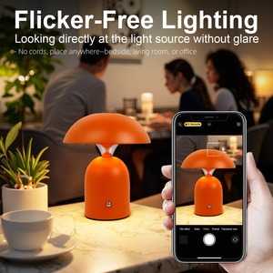 Lampe de bureau rechargeable en forme de champignon, style simple, protection des yeux, lampe de chevet pour chambre d'enfant, ambiance chaleureuse, luminosité réglable - Product Image 3