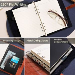 Carnet spirale A5 en cuir PU sur mesure, reliure cousue, planificateur à feuilles mobiles, journal rechargeable, cadeau d'entreprise 100 - Product Image 3