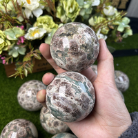 Vente chaude Fleur Verte Jaspe Sphères Reiki Fengshui Guérison Cristal Boules De Fleurs Vertes pour la collection