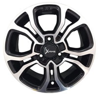 Jantes en alliage X-RIMS 14x4.5 3x100 5 branches en maille noir brillant avec face usinée ET37 pour Daihatsu Hijet