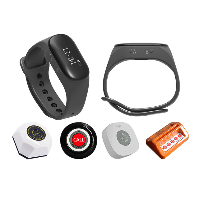 Wireless Waterproof Wrist Watch Paging System Bracelet Receiver 315/433MHz 150m Range for Restaurant Waiters Nurses Hospital