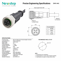 Cable Pigtail Hembra Codificado A de 4 Pines M12, Resistente al Agua IP68, Cable de Sensor PUR de Alta Resistencia de 5.0M para Equipos de Fábrica y PLC