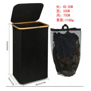 Sac à linge pliable à double niveau avec couvercle et poche intérieure pour ranger les vêtements sales, durable, en tissu PP+Oxford, pour la salle de bain - Product Image 5