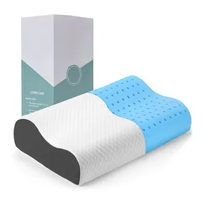 Almohada de espuma viscoelástica de enfriamiento con forma de B de onda pequeña con espuma infundida de gel para dormir en la espalda lateral