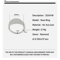 Bijoux de Piercing en or blanc véritable 14k, anneau de Clip de nez, charnière sans couture, Piercing de Cartilage, boucles d'oreilles, bijoux fins