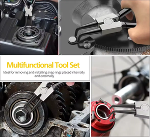 4pcs Carbon Steel Industrial Grade Internal/External Long <b>Nose</b> Circlip Pliers Kit Ring Remover <b>Retaining</b> Hoses/Gaskets Cutting - Product Image 6