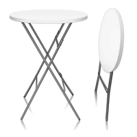 Table de bar pliante portable ronde en plastique blanc de 110 cm (32 pouces) pour événements extérieurs et fêtes