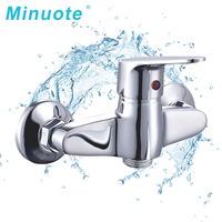 Robinet de douche mural à levier unique chromé pour salle de bain