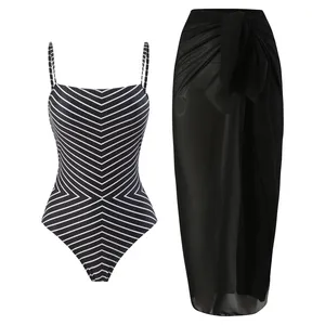 Personalizado Atacado Nova Impressão Sexy 3 Peça Biquíni Beachwear Com Sarong Cover Up Plissado Swimsuit Mulheres Swimwear