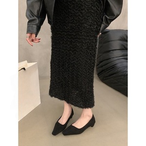 Women French Style Commuter Professional <strong>Red</strong> Mid Heel <strong>Shoes</strong> 2026 New Autumn <strong>Suede</strong> Square Toe Chunky Heel Low Heel Office Pumps - Product Image 4
