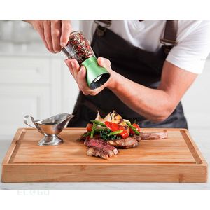 Planche à découper rectangulaire en bambou épaisse avec rainure pour les jus, tapis antidérapants, logo laser pour la cuisine - Product Image 5