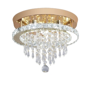 Fransız Hafif Lüks Yeni CrossxBorder Amerikan Tarzı Led Koridor Kristal Tavan Girişi Yuvarlak Altın Paslanmaz Çelik - Product Image 5