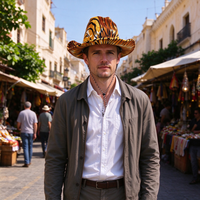 Chapeau de cowboy imprimé animaux sauvages, motif jungle, à large bord, pour adultes, idéal pour les fêtes, le carnaval, le cosplay et les soirées à thème.