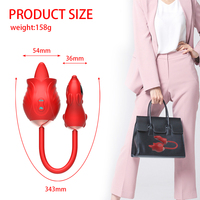 Intimer Rosen-Vibrator, Dildo mit Elektroschock, Klitoris-Stimulator, Nippel-Lecken, Liebespielzeug mit 10 Frequenzen