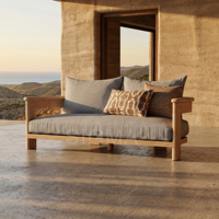 Massives Teakholz Outdoor-Sofa-Set mit 3-Sitzer-Sofa und Sesseln für Luxus-Garten-Terrassen-Loungebereich Projekt-Möbel