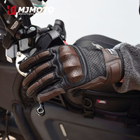 Gants de moto en cuir vintage marron pour hommes, compatibles écran tactile, pour motocross, course moto, motard, tailles M-XXL